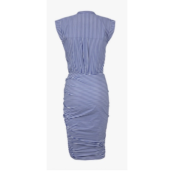 VERONICA BEARD
Blue & White Striped Ruched Shirtdress size 6 - Picture 2 of 5